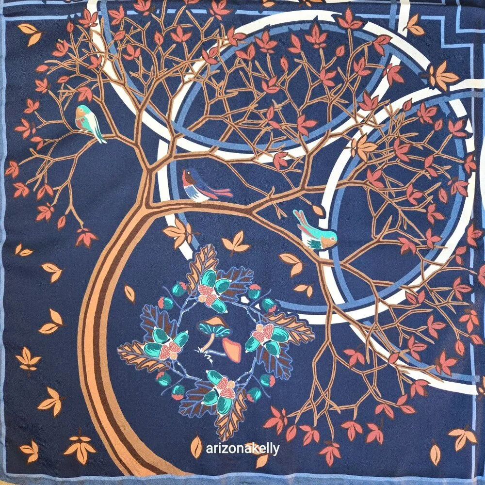 NWOT Peter Millar Silk Square Scarf *Four Seasons* Bird Butterfly Octopus